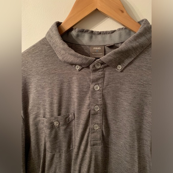 Ping Men’s Polo Shirt Sensor Cool Size Large Gray Short Sleeve Button Down - Picture 3 of 6